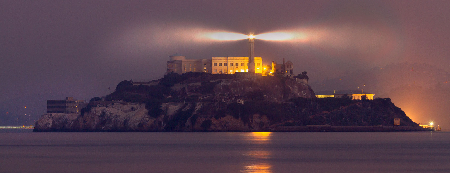 Alcatraz Lighthouse at night